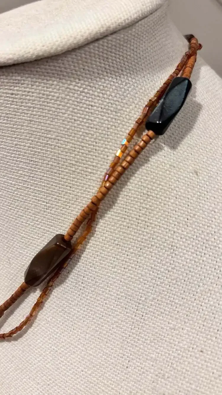 Lia Sophia Harvest Moon Abalone Shell Pendant Beaded Necklace